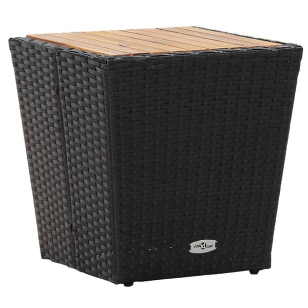 vidaXL tebord 41,5x41,5x43 cm polyrattan og massivt akacietræ sort -  Haveborde