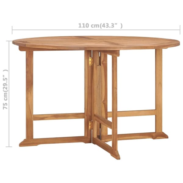 vidaXL foldbart havebord Ø110x75 cm massivt teaktræ - Haveborde