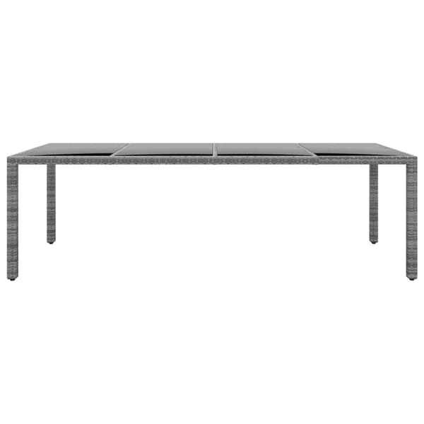 vidaXL havebord 250x100x75 cm hærdet glas og polyrattan grå - Haveborde