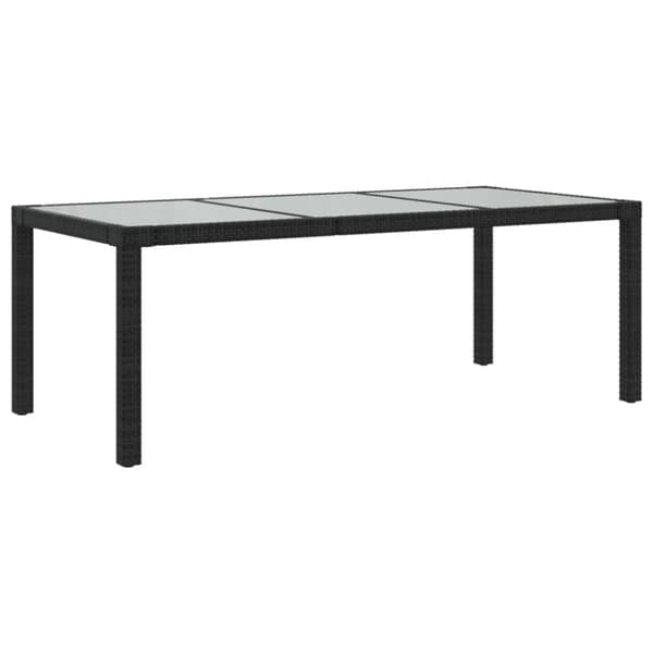vidaXL havebord 190x90x75 cm hærdet glas og polyrattan sort - Haveborde