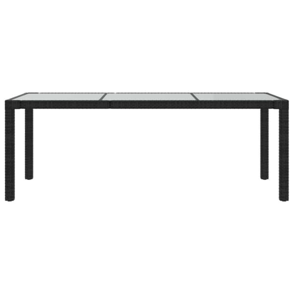 vidaXL havebord 190x90x75 cm hærdet glas og polyrattan sort -  Haveborde