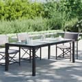 Miniatyrbillede 1 af 6: vidaXL havebord 190x90x75 cm hærdet glas og polyrattan sort -  Haveborde