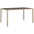 Pikkukuva 3 / 7: vidaXL Puutarhapöytä 150x90x75cm karkaistu lasi ja polyrottinki beige -  Ulkopöydät