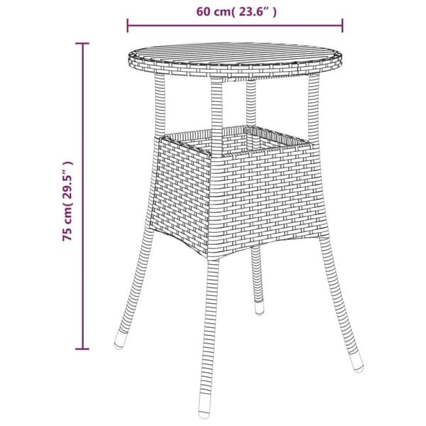vidaXL havebord Ø60x75 cm akacietræ og polyrattan grå - Haveborde