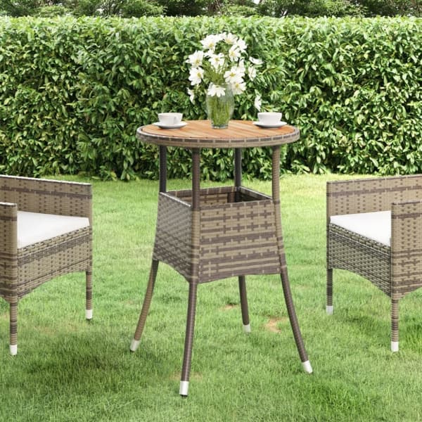 vidaXL havebord Ø60x75 cm akacietræ og polyrattan grå - Haveborde