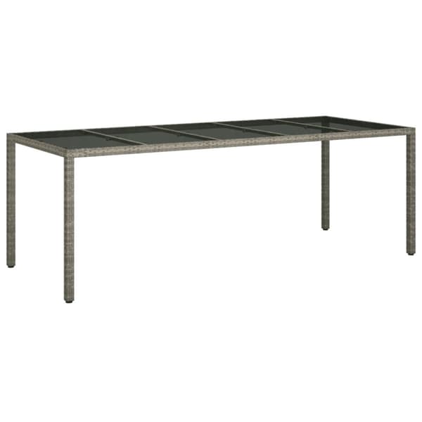 vidaXL Utebord grå 250x100x75 cm härdat glas och konstrotting - Utebord