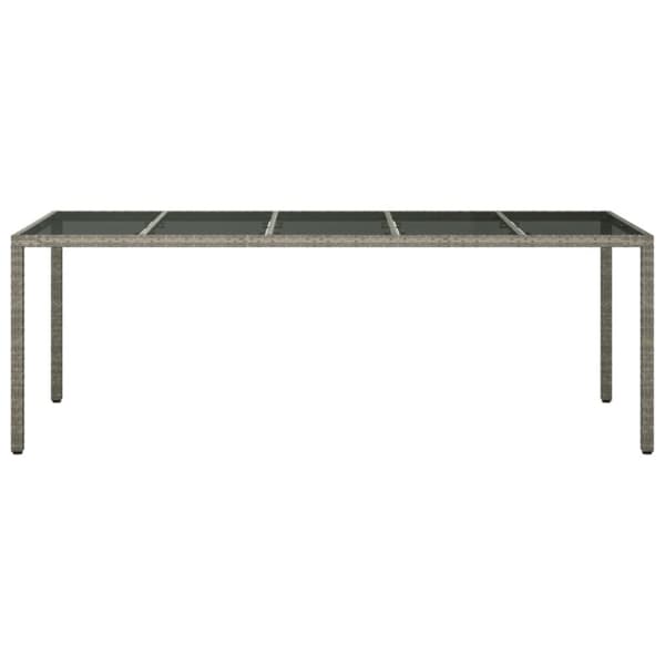 vidaXL Utebord grå 250x100x75 cm härdat glas och konstrotting -  Utebord