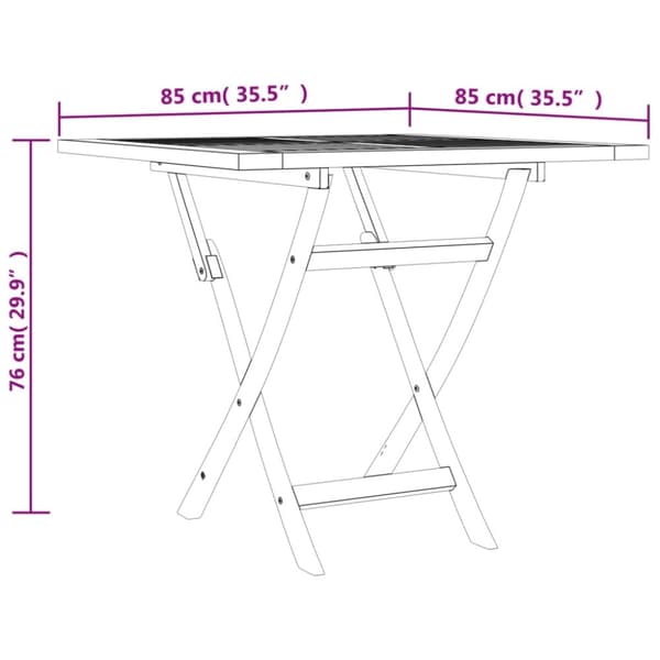 vidaXL Hopfällbart trädgårdsbord 85x85x76 cm massiv teak - Utebord