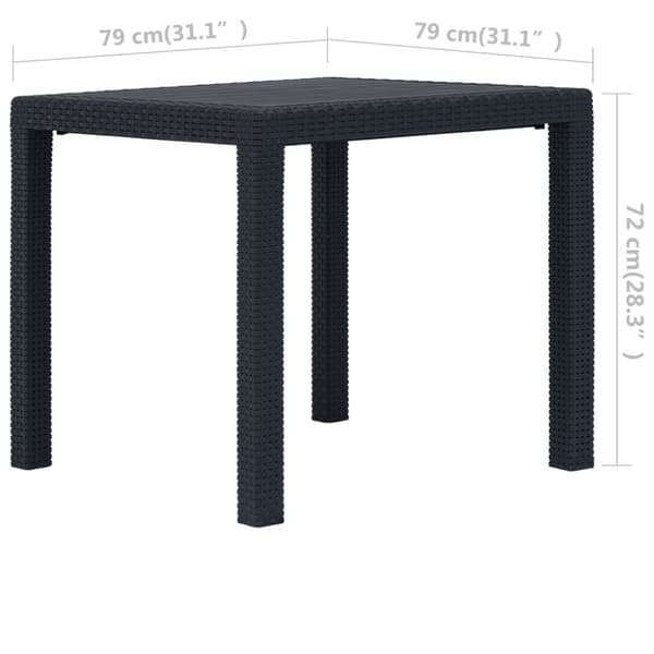 vidaXL havebord 79 x 79 x 72 cm plastik rattanlook antracitgrå - Haveborde