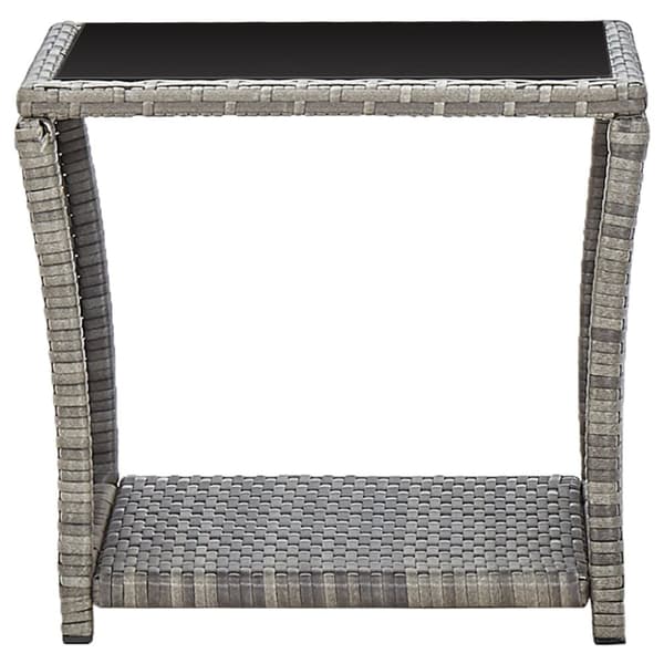 vidaXL Sohvapöytä harmaa 45x45x40 cm polyrottinki ja lasi -  Ulkopöydät