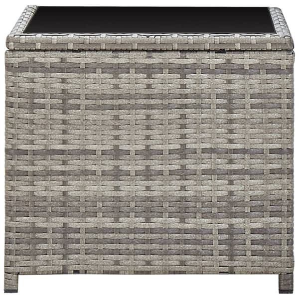 vidaXL Sohvapöytä harmaa 45x45x40 cm polyrottinki ja lasi -  Ulkopöydät