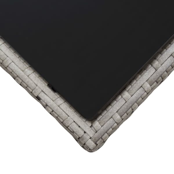 vidaXL Sohvapöytä harmaa 45x45x40 cm polyrottinki ja lasi -  Ulkopöydät