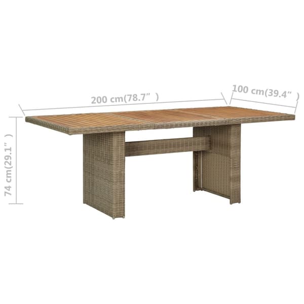 vidaXL havebord 200x100x74 cm polyrattan brun - Haveborde