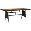 Miniatyrbillede 1 af 5: vidaXL havebord 160x70x72 cm polyrattan og massivt akacietræ sort -  Haveborde