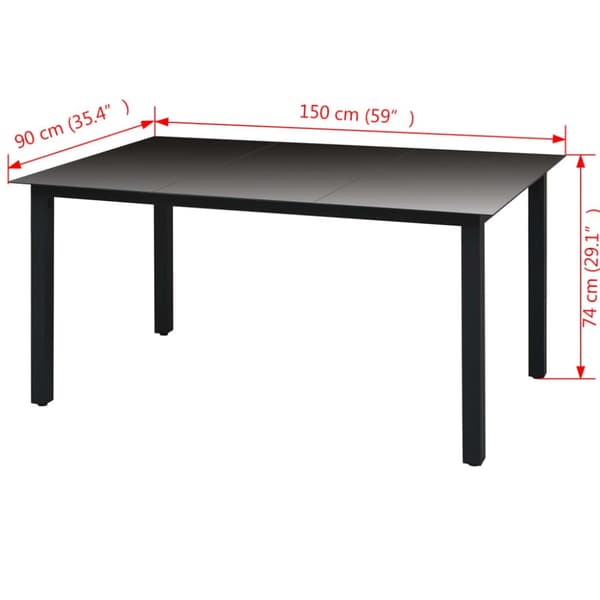 vidaXL Puutarhapöytä musta 150x90x74 cm alumiini ja lasi - Ulkopöydät