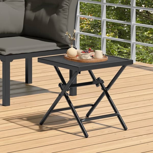 vidaXL foldbart havebord 38x38x38 cm stål og meshstof antracitgrå - Haveborde