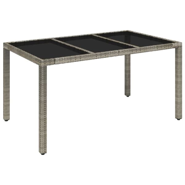 vidaXL havebord med glastop 150x90x75 cm polyrattan grå - Haveborde