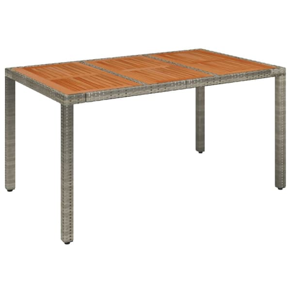 vidaXL Trädgårdsbord med träskiva grå 150x90x75 cm konstrotting - Utebord
