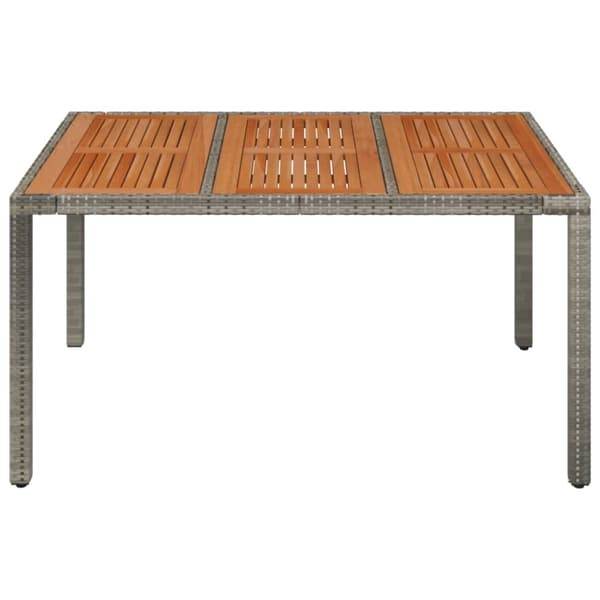 vidaXL Trädgårdsbord med träskiva grå 150x90x75 cm konstrotting - Utebord