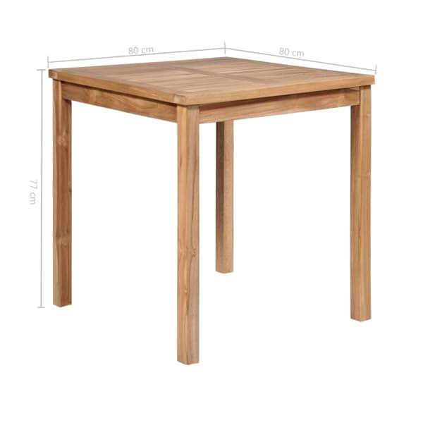 vidaXL Trädgårdsbord 80x80x77 cm massiv teak - Utebord