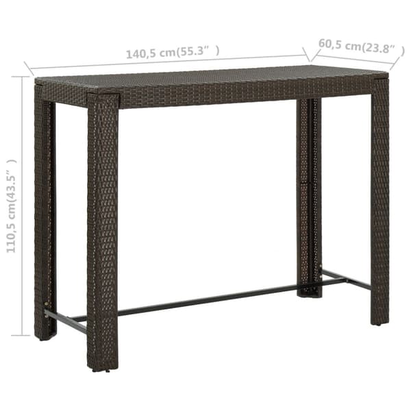 vidaXL barbord til haven 140,5x60,5x110,5 cm polyrattan brun -  Haveborde