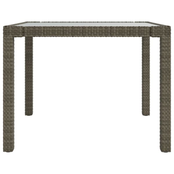 vidaXL Utebord 90x90x75 cm Härdat glas och konstrotting grå - Utebord