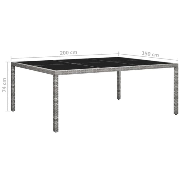 vidaXL udendørs spisebord 200x150x74 cm polyrattan grå - Haveborde