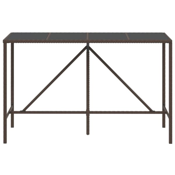 vidaXL Baaripöytä lasipöytälevyllä ruskea 180x70x110 cm polyrottinki -  Ulkopöydät