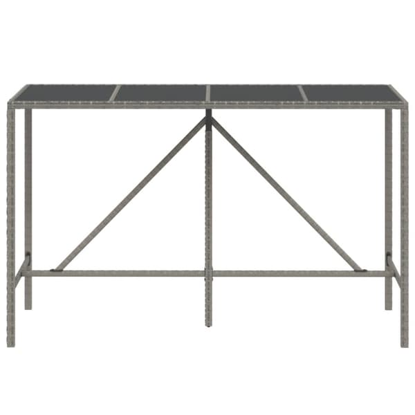 vidaXL barbord med glasplade 180x70x110 cm polyrattan grå - Haveborde