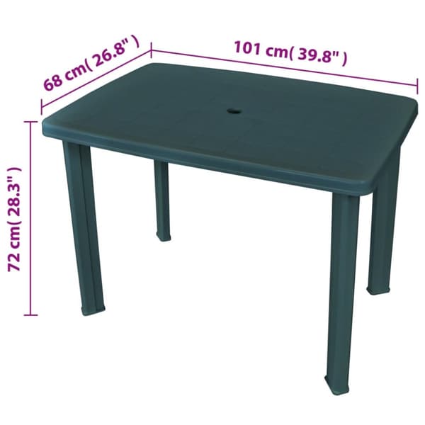 vidaXL havebord 101 x 68 x 72 cm plastik grøn -  Haveborde