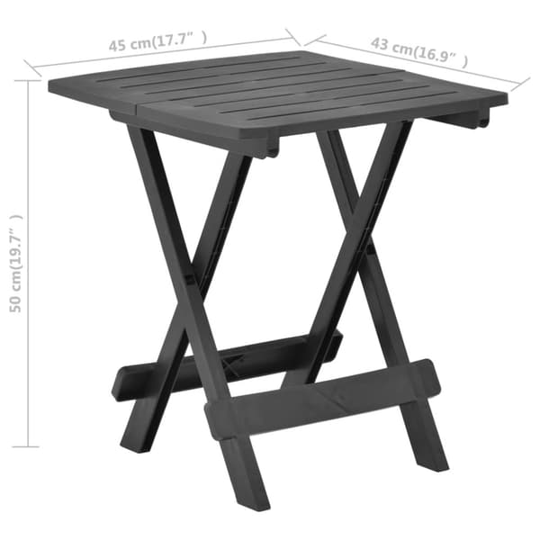 vidaXL foldbart havebord 45x43x50 cm plastik antracitgrå - Haveborde