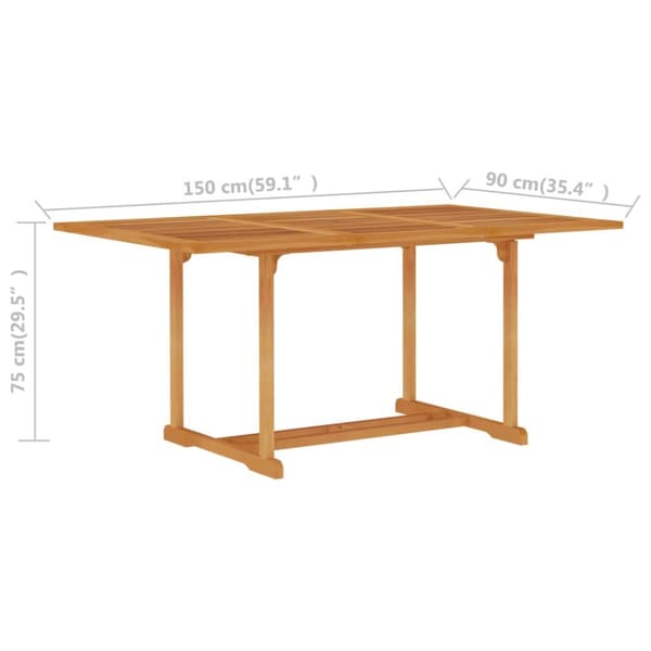 vidaXL havebord 150x90x75 cm massivt teaktræ -  Haveborde