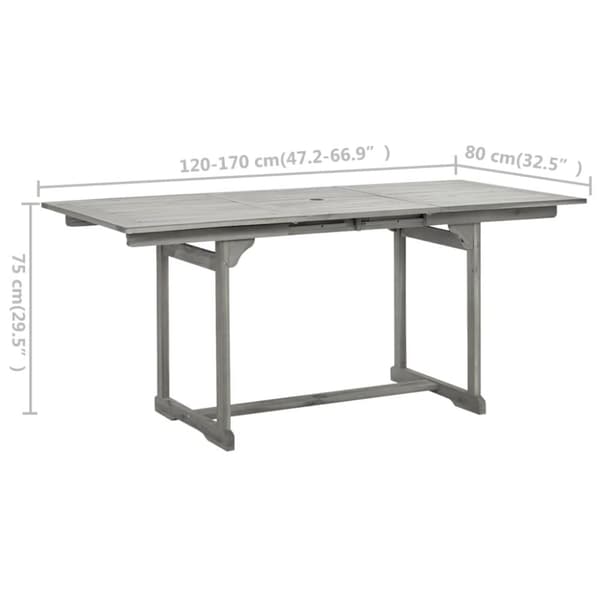 vidaXL Puutarharuokapöytä (120-170)x80x75 cm täysi akaasiapuu - Ulkopöydät