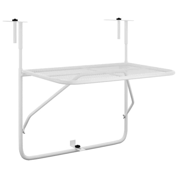 vidaXL Balkongbord vit 60x40 cm stål -  Utebord