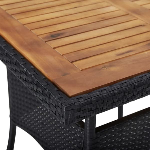 vidaXL udendørs spisebord polyrattan og massivt akacietræ sort - Haveborde
