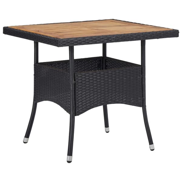 vidaXL udendørs spisebord polyrattan og massivt akacietræ sort - Haveborde
