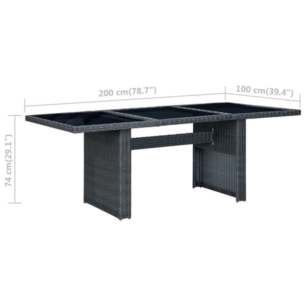 vidaXL havebord polyrattan og hærdet glas mørkegrå - Haveborde