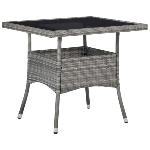 vidaXL udendørs spisebord polyrattan og glas grå - Haveborde