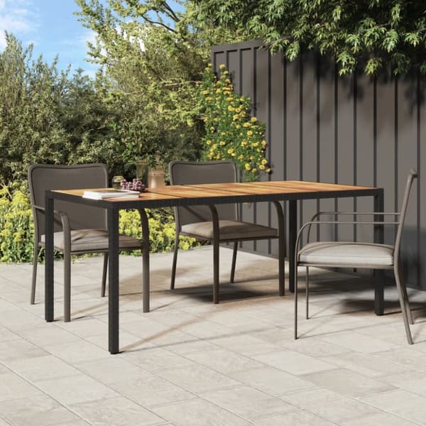 vidaXL havebord 190x90x75 cm polyrattan og akacietræ sort - Haveborde