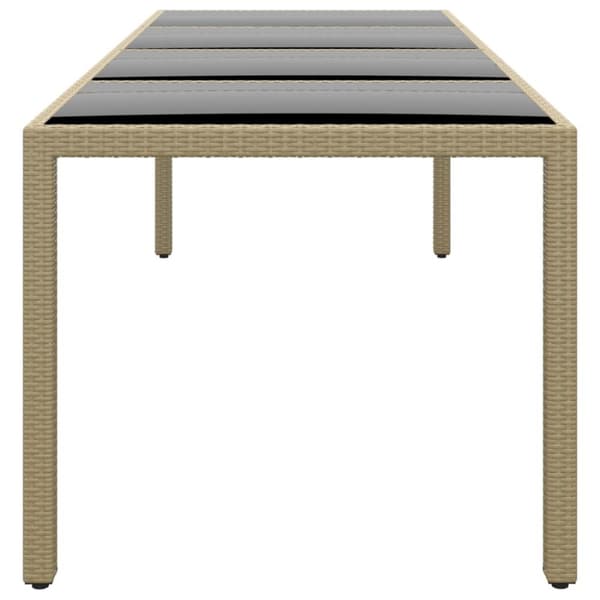 vidaXL havebord med glasplade polyrattan beige - Haveborde