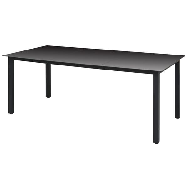 vidaXL havebord glas aluminium 190 x 90 x 74 cm sort - Haveborde