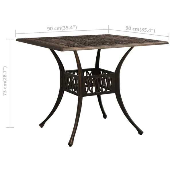 vidaXL havebord 90x90x73 cm støbt aluminium bronzefarvet - Haveborde