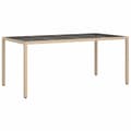 Miniatyrbillede 3 af 7: vidaXL havebord 190x90x75 cm hærdet glas og polyrattan beige -  Haveborde