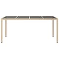 Miniatyrbillede 4 af 7: vidaXL havebord 190x90x75 cm hærdet glas og polyrattan beige -  Haveborde