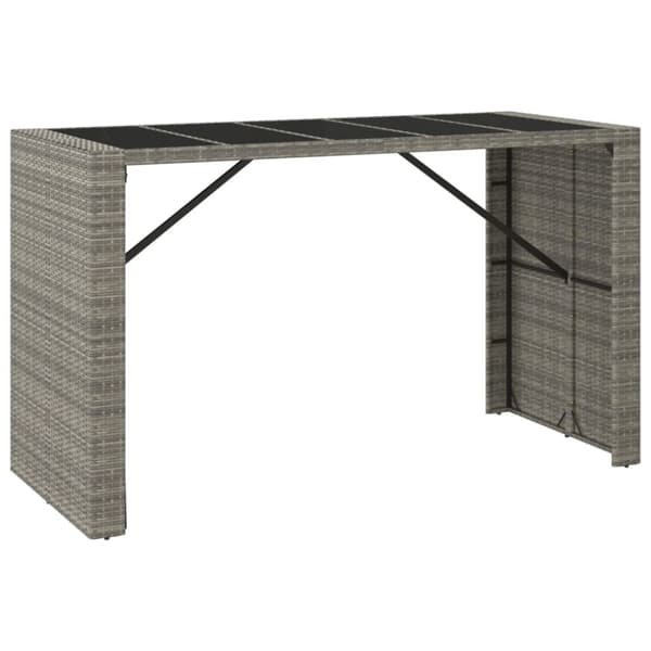 vidaXL barbord med glasplade 185x80x110 cm polyrattan grå -  Haveborde