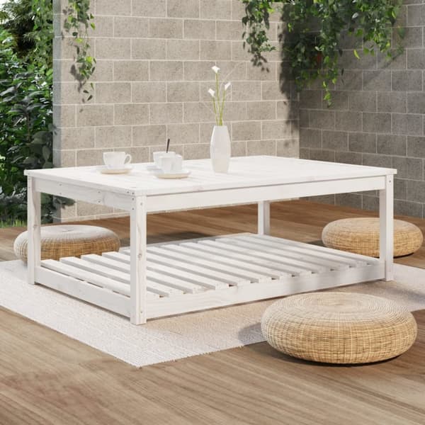vidaXL havebord 121x82,5x45 cm massivt fyrretræ hvid - Haveborde