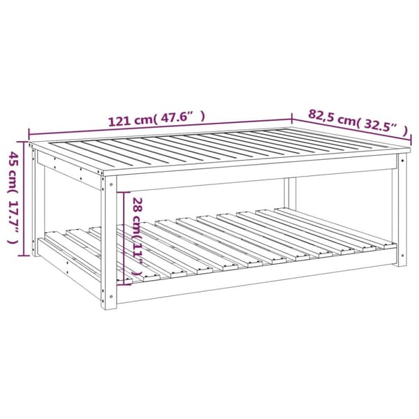 vidaXL havebord 121x82,5x45 cm massivt fyrretræ hvid - Haveborde