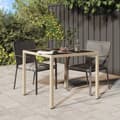 Miniatyrbillede 2 af 7: vidaXL havebord 90x90x75 cm hærdet glas og polyrattan beige -  Haveborde