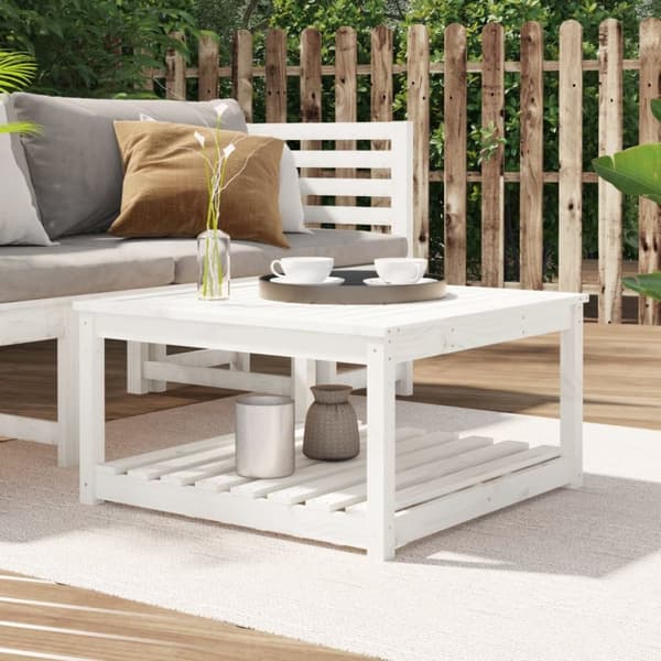 vidaXL havebord 82,5x82,5x45 cm massivt fyrretræ hvid -  Haveborde