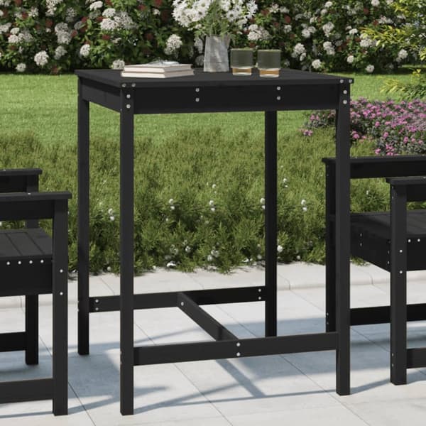 vidaXL Trädgårdsbord svart 82,5x82,5x110 cm massiv furu -  Utebord
